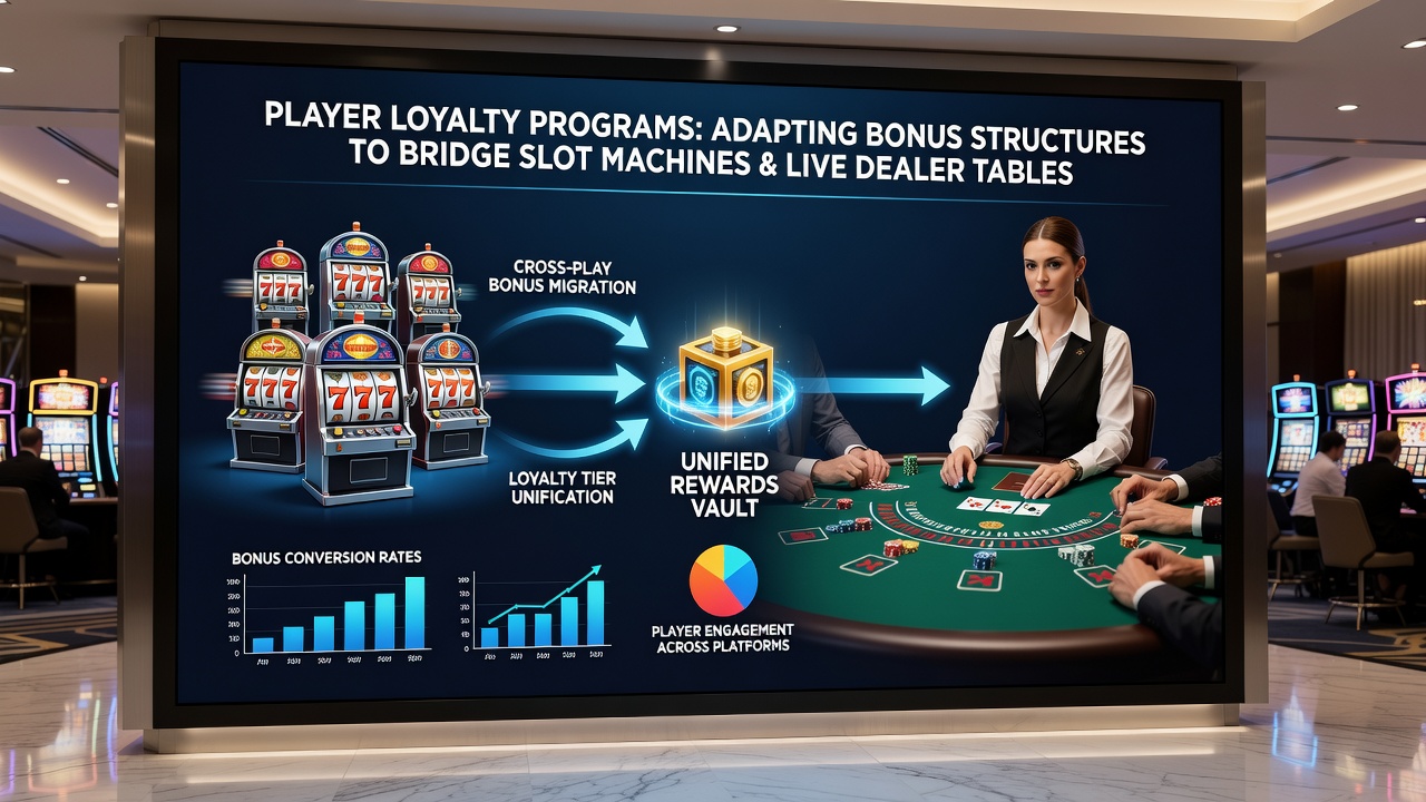 Player dashboard displaying unified loyalty points bridging slots and live tables