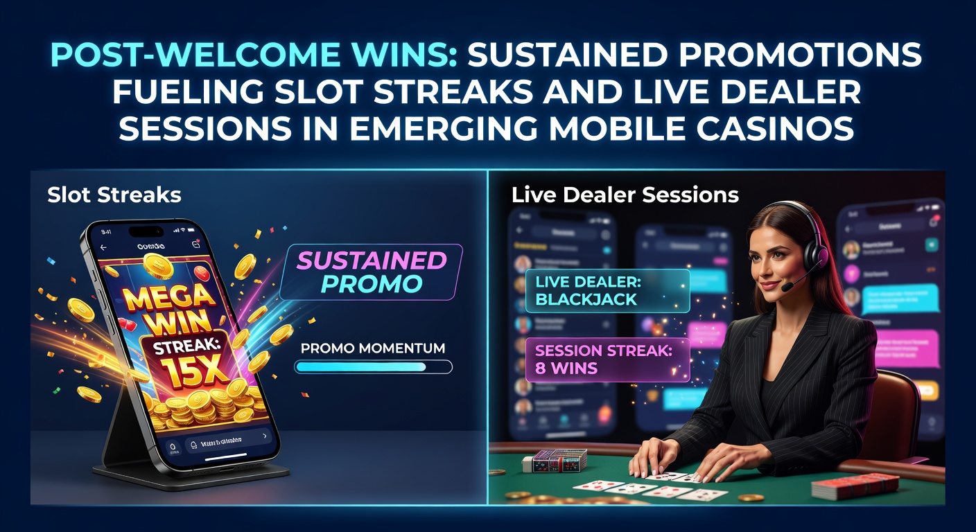 Mobile casino player enjoying a slot streak on a smartphone screen with promotional notifications overlayed, highlighting sustained bonuses post-welcome offer
